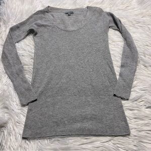 James Perse Light Gray Textured Knit Top Wool and cashmere